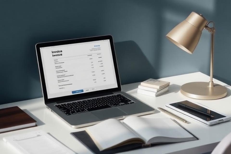 Laptop showing an invoice document