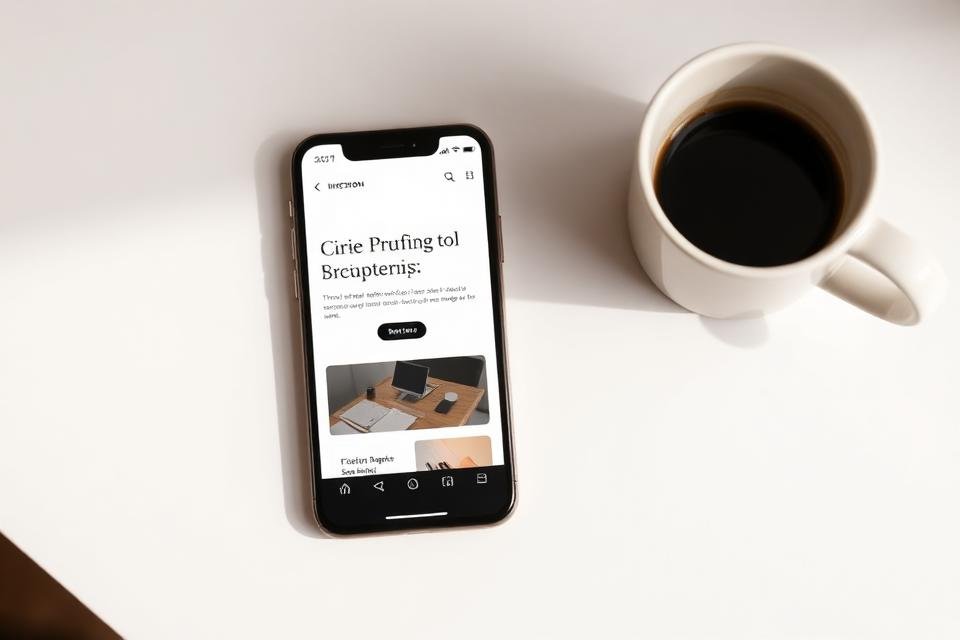 Phone showing a clean one-page business website
